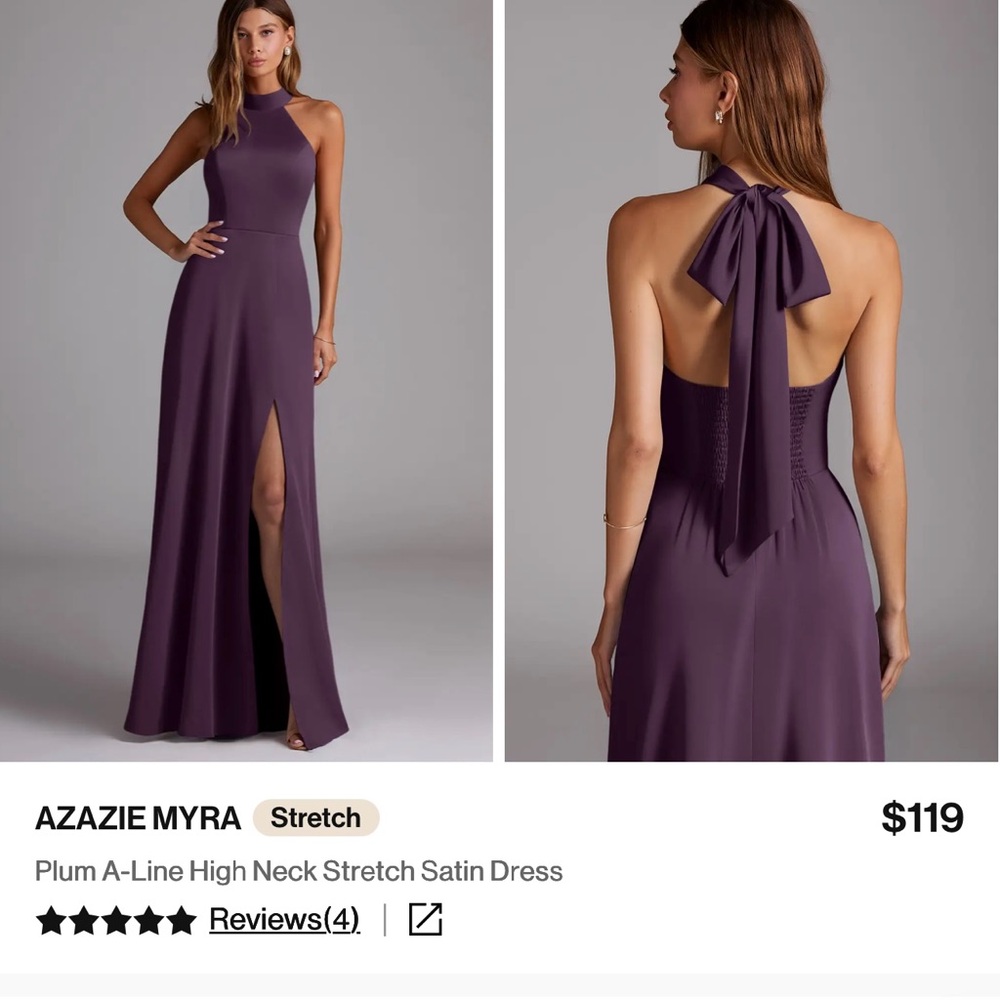 Azazie Myra Backless Plum Dress